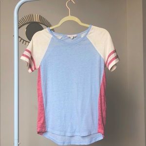 Pink Rose Light-Blue Baseball Tee